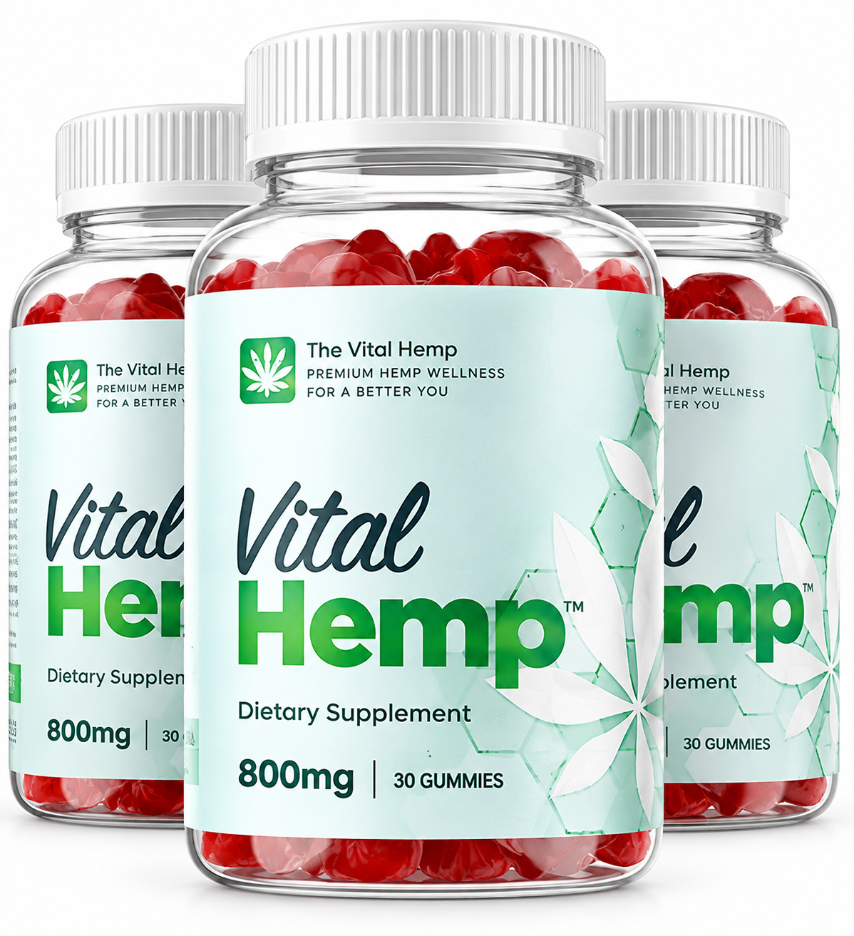 Three bottles of Vital Hemp premium hemp wellness gummies